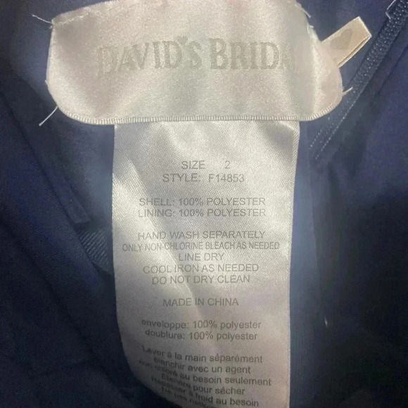 David’s Bridal Satin A-Line Draped Beaded Gown - Picture 6 of 7